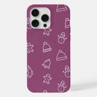 Paarse kersttextuur met feestelijke elementen iPhone 15 pro max case