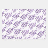 Paarse kersttypografie en stippen vakantie inpakpapier vel (Voorkant 3)