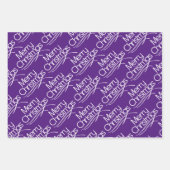 Paarse kersttypografie en stippen vakantie inpakpapier vel (Voorkant)