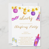 Paarse kerstuitnodigingen kaart (Voorkant)