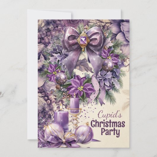 Paarse Kerstvakantie Feest Uitnodiging (Voorkant)