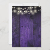 Paarse kerstverlichting Rustic houten schuur bruil Save The Date (Achterkant)