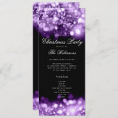 Paarse Kerstverlichting Uitnodigen Programma & Men (Voorkant / Achterkant)