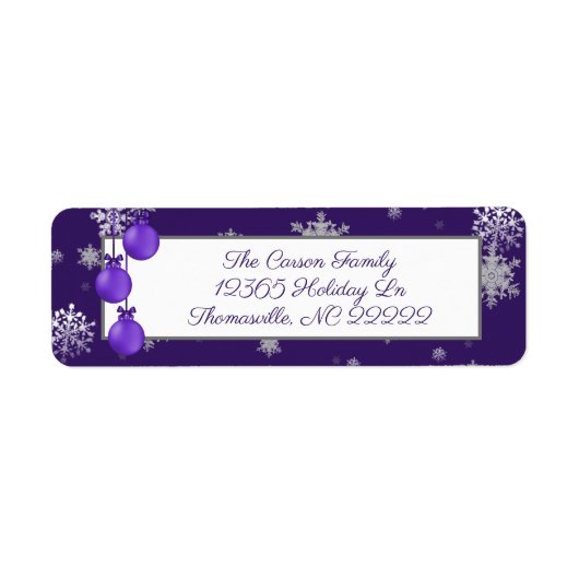 Paarse kerstversiering - Adreslabel Etiket (Voorkant)