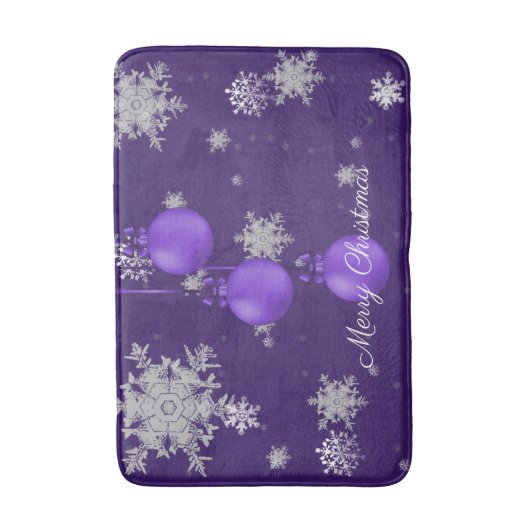 Paarse kerstversiering Bath Mat (Voorkant Verticaal)