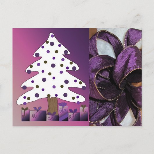 Paarse Kerstversiering Feestdagenkaart (Voorkant)