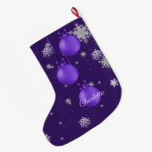 Paarse kerstversiering grote kerstsok (Achterkant (Hangend))