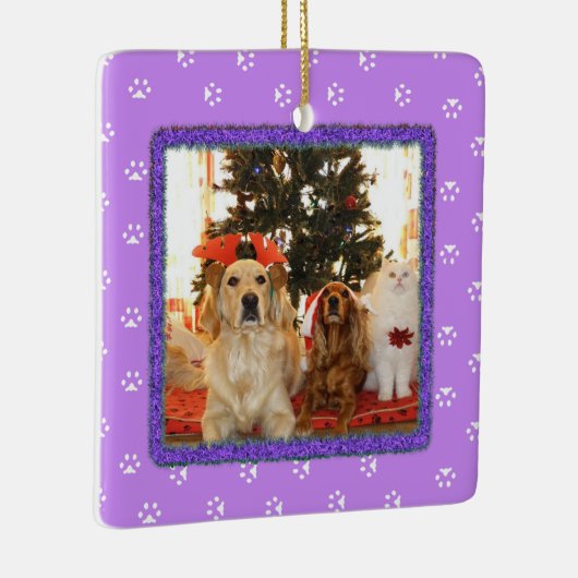 Paarse kerstversiering Keramisch Ornament (Rechts)