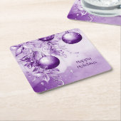 Paarse Kerstversiering Kerstpapier Onderzetter (Schuin)