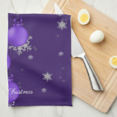 Paarse kerstversiering keukenhanddoek (Quarter Fold)