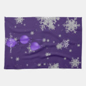 Paarse kerstversiering keukenhanddoek (Horizontaal)
