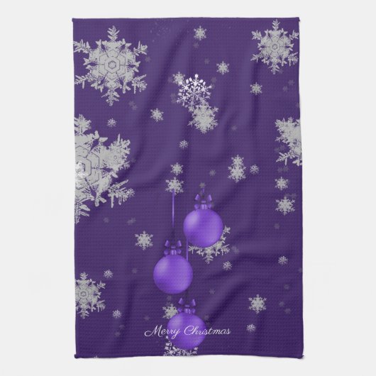 Paarse kerstversiering keukenhanddoek (Verticaal)