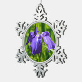 Paarse kerstversiering met irisbloem tin sneeuwvlok ornament (Rechts)