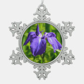 Paarse kerstversiering met irisbloem tin sneeuwvlok ornament (Voorkant)