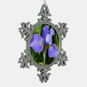 Paarse kerstversiering met irisbloem tin sneeuwvlok ornament (Links)