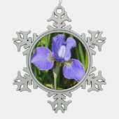 Paarse kerstversiering met irisbloem tin sneeuwvlok ornament (Voorkant)