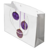 Paarse kerstversiering met kerstcadeau large cadeautasje (Achterkant Gekanteld)