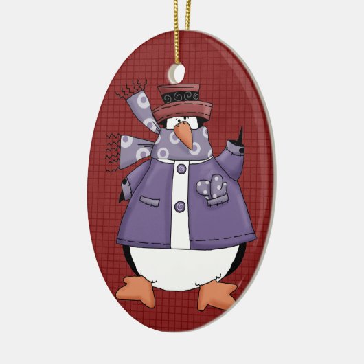 Paarse kerstversiering met pinguïn-keramiek keramisch ornament (Links)