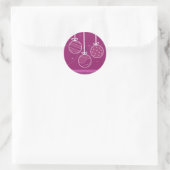 Paarse Kerstversiering Ronde Sticker (Tas)
