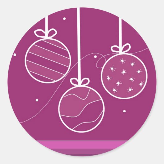 Paarse Kerstversiering Ronde Sticker (Voorkant)