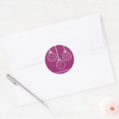 Paarse Kerstversiering Ronde Sticker (Envelop)