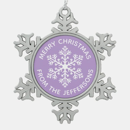 Paarse kerstversiering Snowflake Tin Sneeuwvlok Ornament (Voorkant)