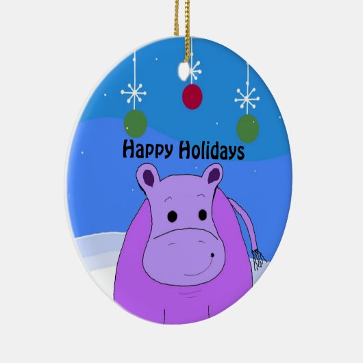 Paarse kerstversiering van Hippo Keramisch Ornament (Rechts)