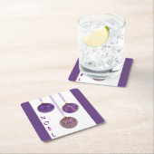 Paarse kerstversieringen kartonnen onderzetters (Insitu)