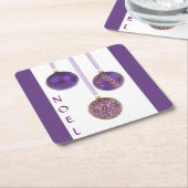 Paarse kerstversieringen kartonnen onderzetters (Schuin)