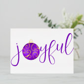 Paarse Kerstvreugde en Witte Werkelijkheid Folie Feestdagenkaart (Staand Voorkant)