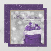 Paarse kerstwinterfeestkaarten feestdagenkaart (Voorkant / Achterkant)