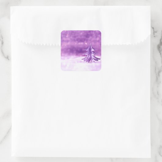 Paarse kerstwonderland vierkante sticker (Tas)