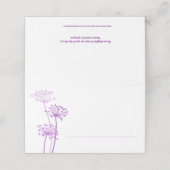 Paarse kervel, met inkt bloem, bruiloft plaatskaartje (Buitenkant ongevouwen)