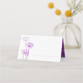 Paarse kervel, met inkt bloem, bruiloft plaatskaartje (Voorkant)