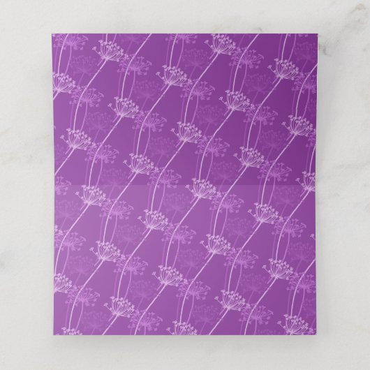Paarse kervel, met inkt bloem, bruiloft plaatskaartje (Binnenkant ongevouwen)