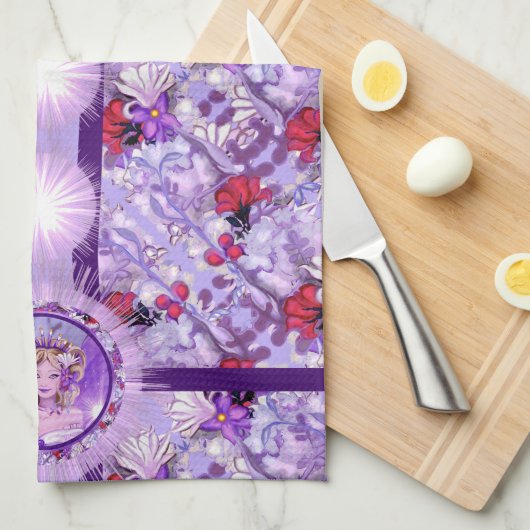 Paarse keukenhanddoek (Quarter Fold)