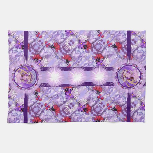 Paarse keukenhanddoek (Horizontaal)