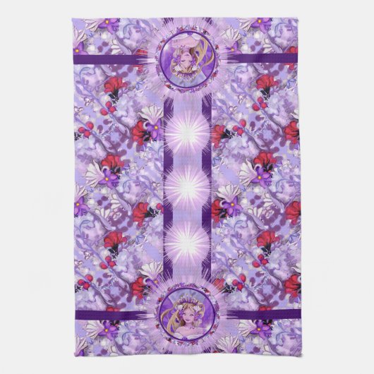 Paarse keukenhanddoek (Verticaal)