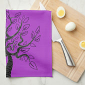 Paarse keukenhanddoek kunstbomen - Kies kleur (Quarter Fold)