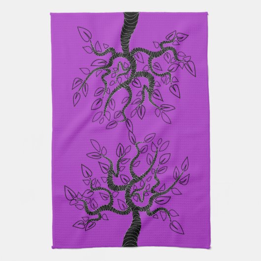 Paarse keukenhanddoek kunstbomen - Kies kleur (Verticaal)