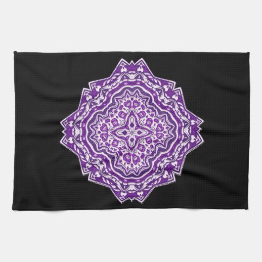 paarse keukenhanddoek mandala (Horizontaal)