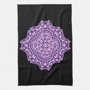 paarse keukenhanddoek mandala