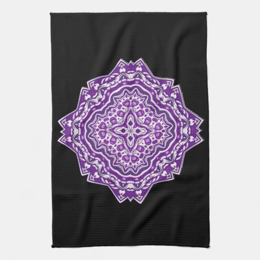 paarse keukenhanddoek mandala (Verticaal)
