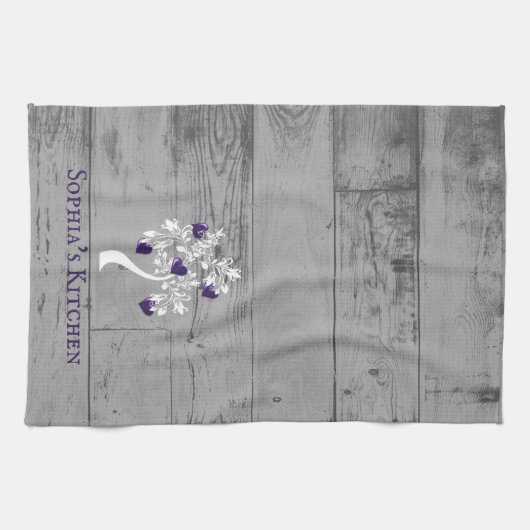 Paarse keukenhanddoek met speciale aandacht voor h (Horizontaal)