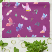 Paarse keukenhanddoek met vlinders (Gevouwen)