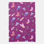 Paarse keukenhanddoek met vlinders (Verticaal)