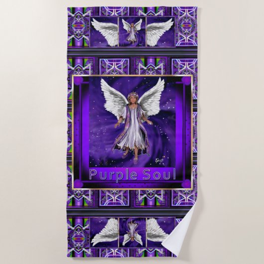 Paarse keukenhanddoek strandlaken (Voorkant)