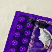 Paarse keukenhanddoek strandlaken (In situ)