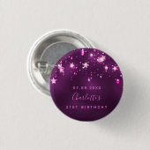 Paarse kieststerren op jaarbasis aangepast monogra ronde button 3,2 cm (Voorkant /achterkant)