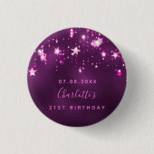 Paarse kieststerren op jaarbasis aangepast monogra ronde button 3,2 cm (Voorkant)